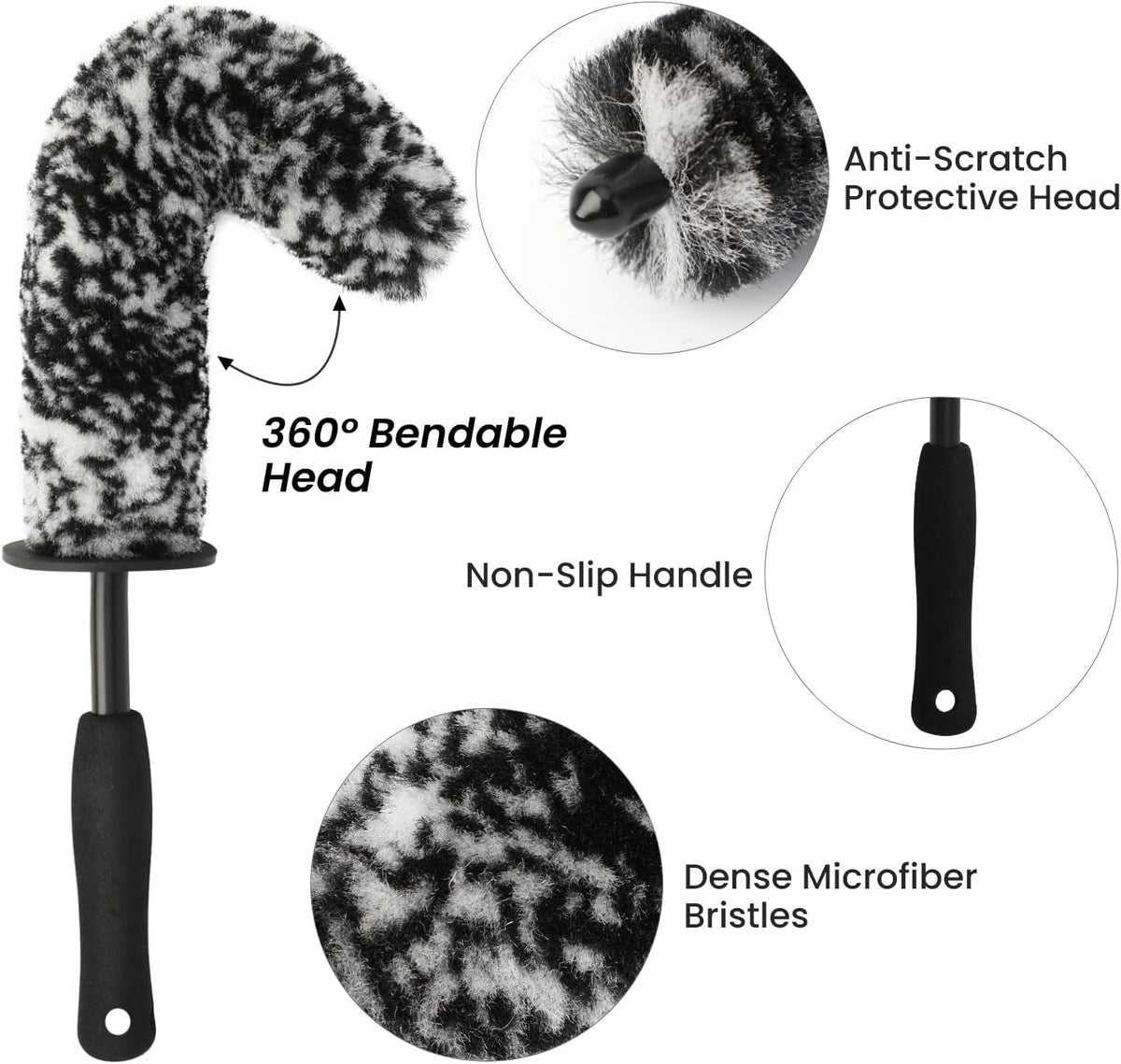 5PCS Wheel Cleaner Brush Kit, Tire Brushes, Rim Cleaner Brush,Car Detailing Brushes, Car Wash Tools for Wheels and Tires No Spatter