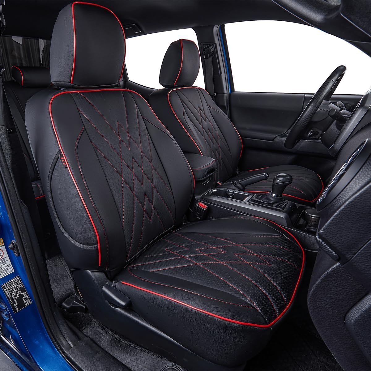 EKR Tacoma Car Seat Covers Custom Fit for Toyota Tacoma (Petrol) 2024 2025 2026 DoubleCab/CrewCab SR/SR5/TRD Sport/TRD Off-Road/Limited -Truck Seat Covers Full Set,Faux Leather(Black)
