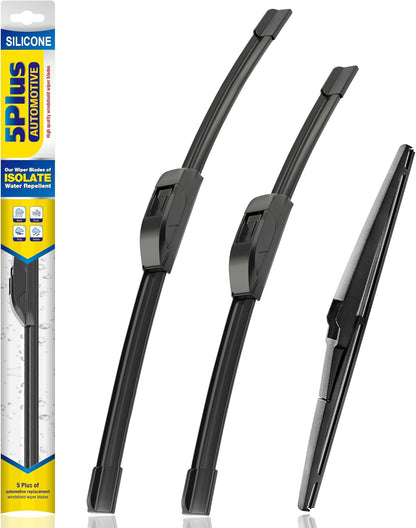 5 PLUS® Silicone Windshield Wipers Replacement for 2019-2024 Toyota RAV4/ 2006-2015 Mazda 5 Wiper Blades(Set of 3), Windshield Wiper Blades For My Car-26"/16"/12" - Colors C