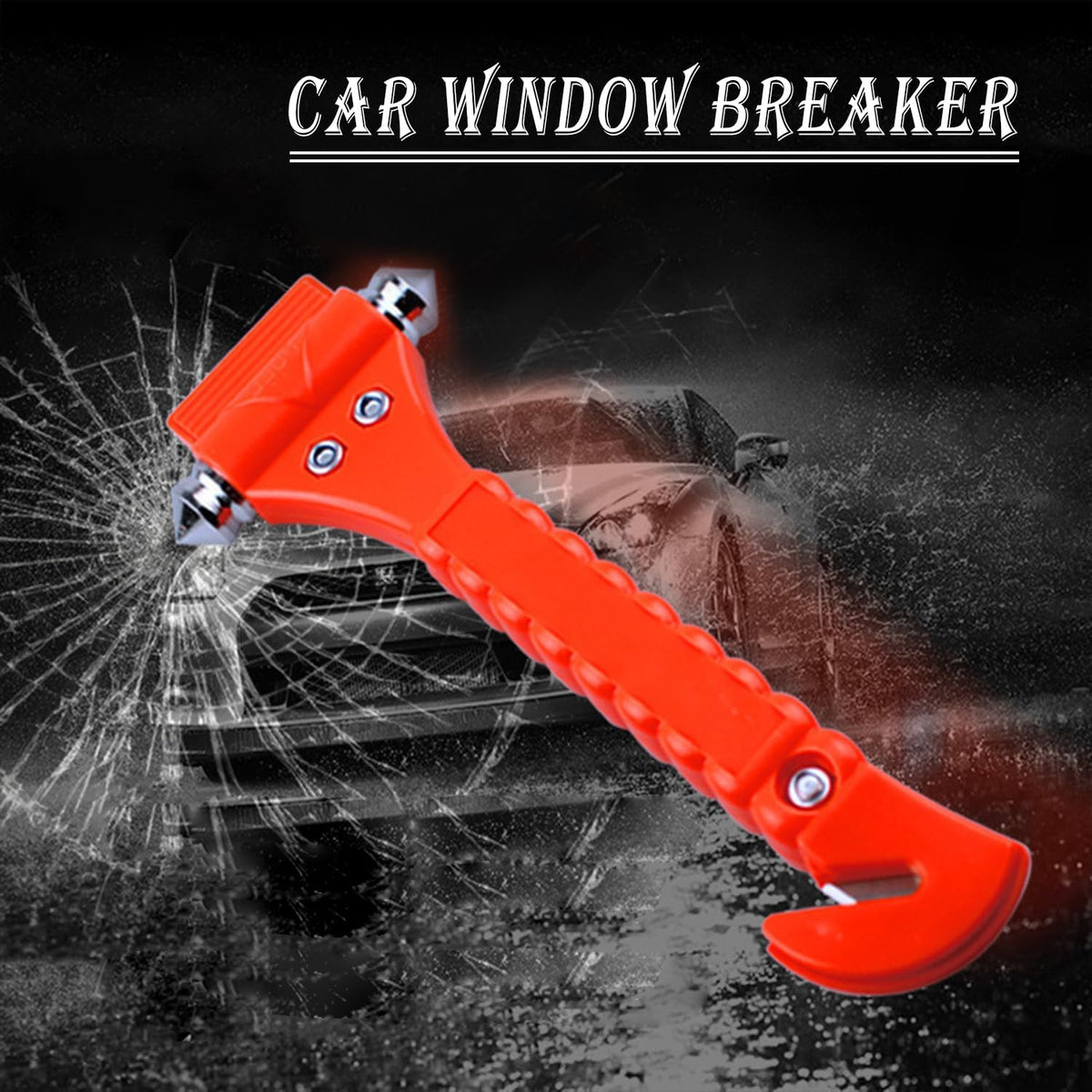 Premium Car Glass Breaker with Seat Belt Cutter - Automotive Safety Hammer - Emergecy Escape Tool, Car Autoaccessory Metal Window Hammer, Vehicle Hard Aluminium Alloy Head Design(Silver)
