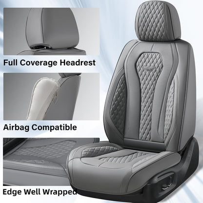 Coverado Seat Covers, Car Seat Covers Full Set, Black Car Seat Cover, Car Seat Covers Front Seats Back Seat Cover, Waterproof Car Seat Cushion, Leather Seat Covers Seat Protector Fit for Most Cars