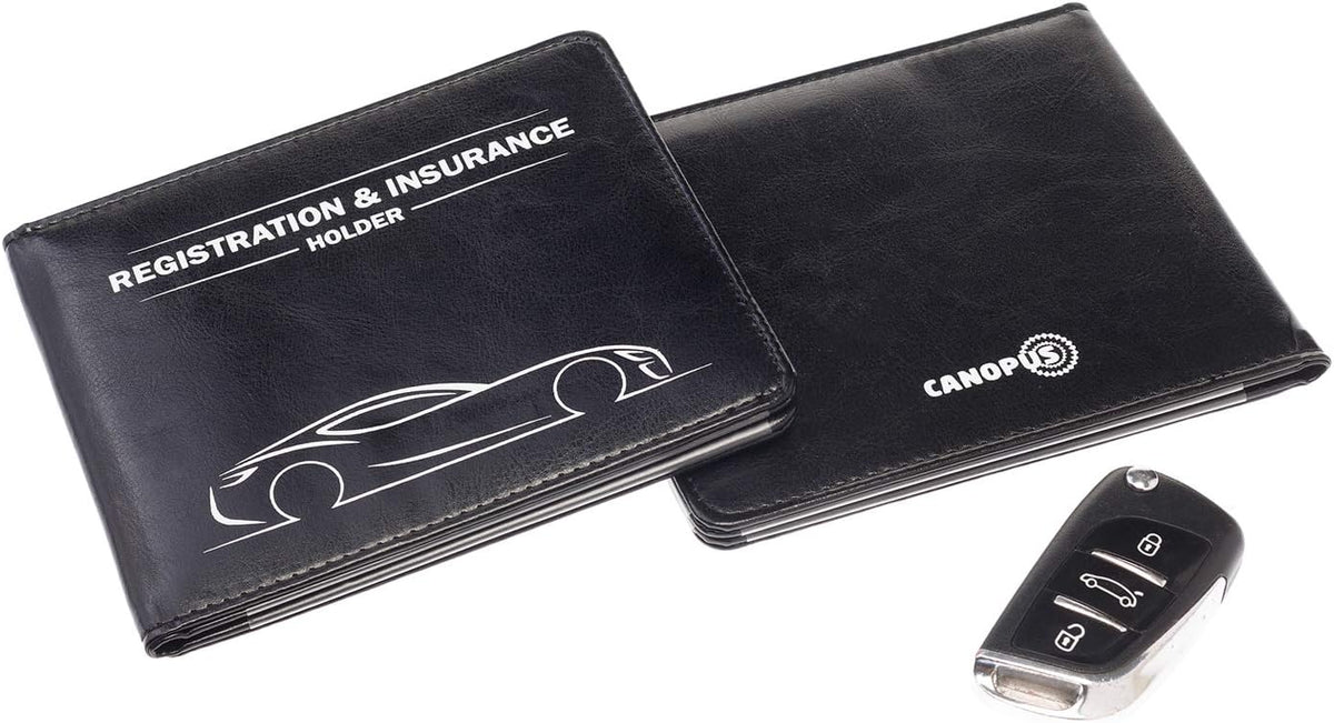 CANOPUS Car Registration & Insurance Holder with Magnetic Closure, Vehicle Document Organizer, Auto Glove Box Wallet, Includes 2 EZ Pass Strip Sets – Truck