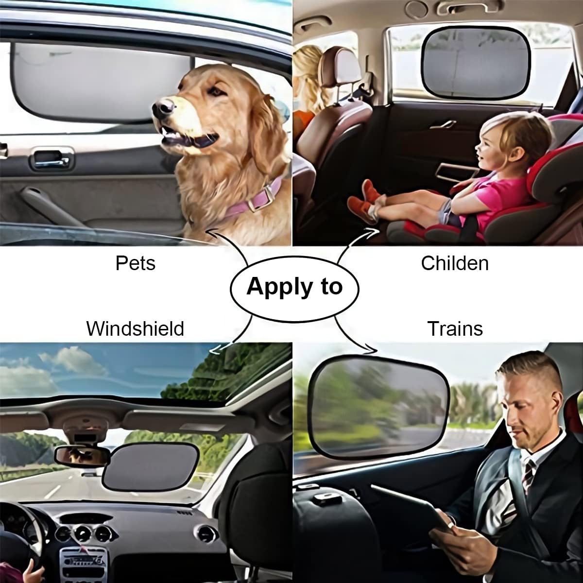 2 Pack Universal Car Window Shade, Cling Sunshade - Sun, Glare and UV Rays Protection for Your Child - Baby Side Window Car Sun Shades, Blocks Over 98% of Harmful UV Rays (Large)
