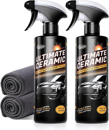 Real Ceramic Coating for Cars Polish (16 Fl Oz), Unmatched Shine Car Wax Coating Spray, No Pungent Smell, Quick Detailer Spray Wax, Lasts 50+ Washes Car Paint Sealant, Truck Accessories
