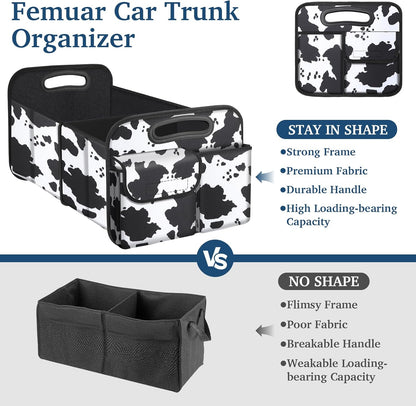 Femuar Car Trunk Organizer with Large Capacity Waterproof Car Accessories for Women & Men, Collapsible Trunk Organizer for Suv/Jeep/Sedan,Tools (Black, Standard)