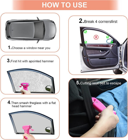 THINKWORK Car Safety Hammer, 3-in-1 Emergency Escape Tool with One Second Window Breaker and Seat Belt Cutter, Safety Emergency Car Escape Tool for Car, Office, Home, Black