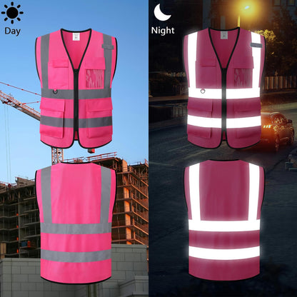 Safety Vest for Men Women Hi Vis Vest with Pockets Mesh High Visibility Vests Meets ANSI/ISEA Standards