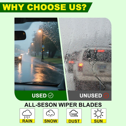QUALITY 26in + 18in Premium All-Season Windshield Wiper Blades for Original Equipment Replacement(Set of 2) - Colors A