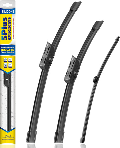 5 PLUS® Silicone Windshield Wipers Replacement for 2007-2014 Ford edge, 2007-2015 Lincoln MKX Wiper Blades(Set of 3),Automotive Replacement Windshield Wiper Blades For My Car-26"/20"/14" - Colors B