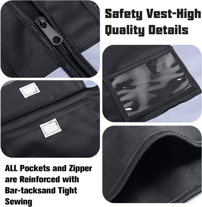 Safety Vests 20 Pack,Hi Vis Construction Vest with 5 Pockets and Zipper,Reflective Vest for Men Women Work One Size