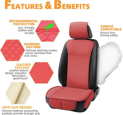 Elantrip 2PCs Front Car Seat Covers Leather Water Proof Seat Protector Universal fit for Most Cars SUVs and Trucks Black