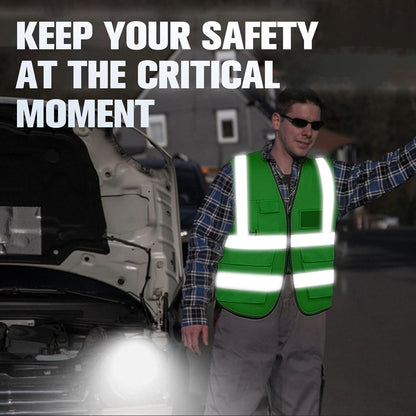 Safety Vests 20 Pack,Hi Vis Construction Vest with 5 Pockets and Zipper,Reflective Vest for Men Women Work One Size