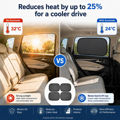 Car Window Sun Shades for Baby, Static Cling Side Window Cover, UV Ray and Glare Protection, 20 * 12&14 * 18 Inch, 4 Pack