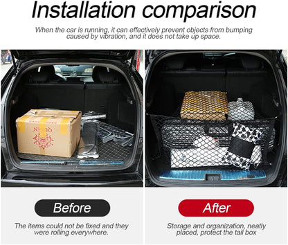 Car Rear Cargo Net, Adjustable Elastic Storage Organizer Net, Trunk Cargo Storage Net, Universal Fit for Car, Vehicle, SUV (43.3"x 15.8")