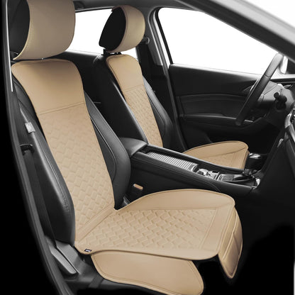 Elantrip 2PCs Front Car Seat Covers Leather Water Proof Seat Protector Universal fit for Most Cars SUVs and Trucks Black