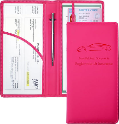 Yarnic Leopard Car Registration and Insurance Holder, Car Document Holder with Magnetic Closure, Car Organizer Vehicle Glove Box Compartment Organizer, Car wallet Case for Teens Men Women
