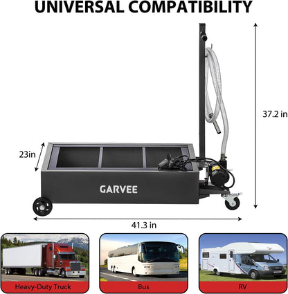Garvee 20 gal Oil Drain Pan Oil Drain Tank, 76 L Low Profile Oil Drain Pan, Large Capacity Oil Change Pan with Manual Pump & T Foldable Hand and Wheels, 8 ft Hose Oil Drain Cart for Car, SUV, Trucks