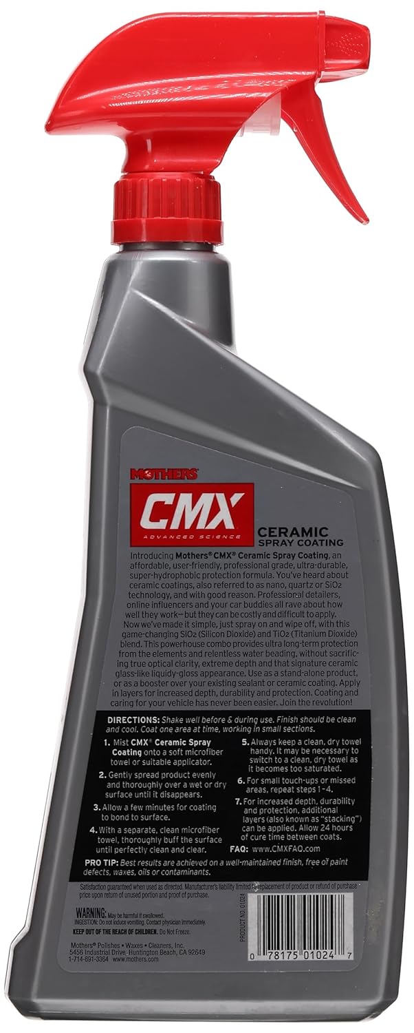 Mothers CMX Ceramic Spray Coating, 24 oz. – Advanced SiO2 + TiO2 Protection, User-Friendly, Professional Grade, Ultra Durable Long-Term Protection, High Gloss Super-Hydrophobic Finish (01024)