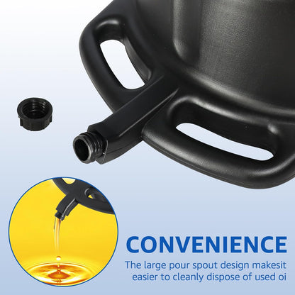 HKTE 16L Oil Drain Pan, 4.2 Gallon Large Capacity Oil Change Pan with Anti-Splash Lip & Wide Pour Spout, Heavy Duty HDPE Oil Catch Container for Cars, Trucks, SUV Maintenance