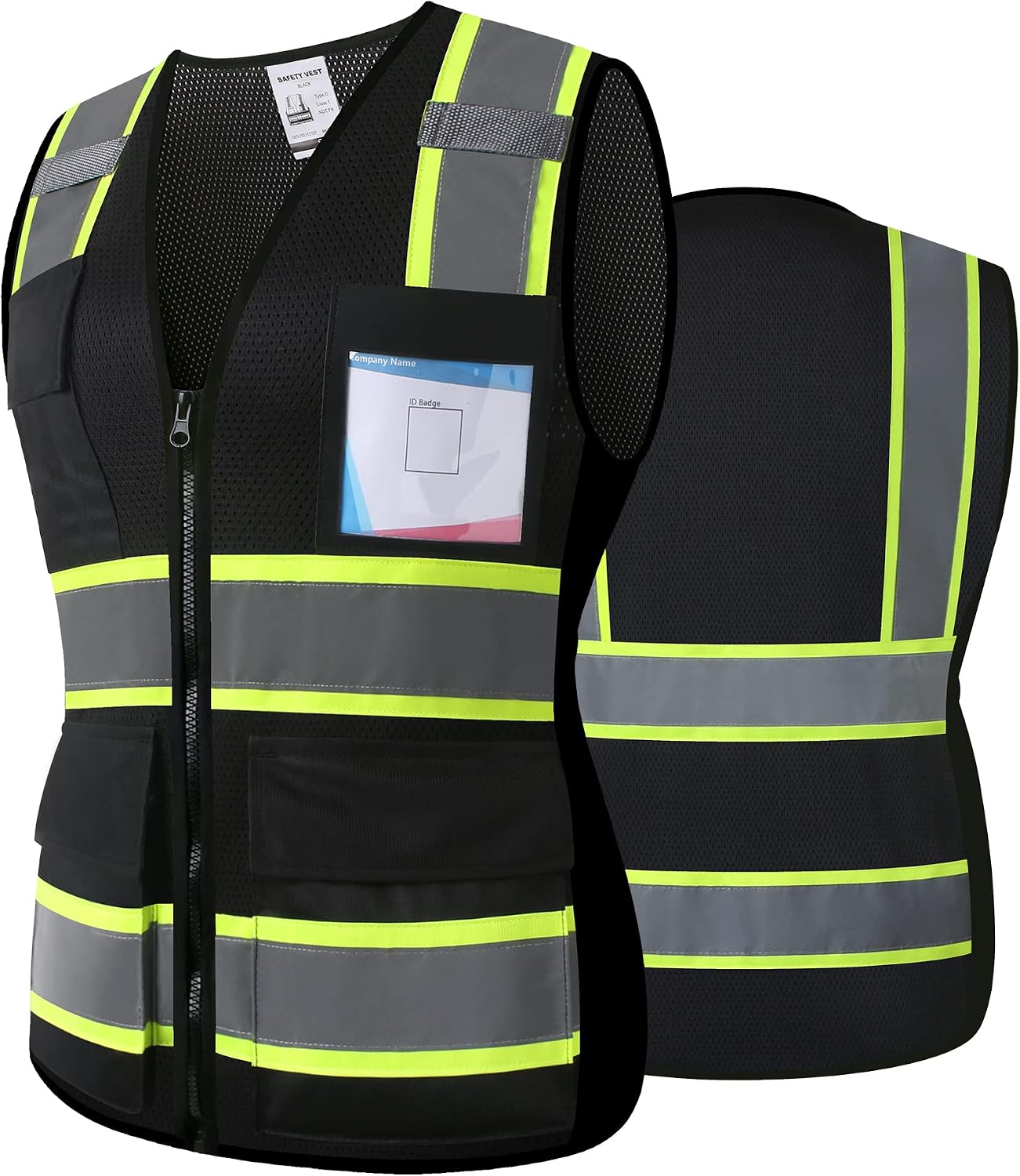 Reflective High Visibility Safety Vest for Men Women with Pockets Zipper Front Meets ANSI/ISEA Standards