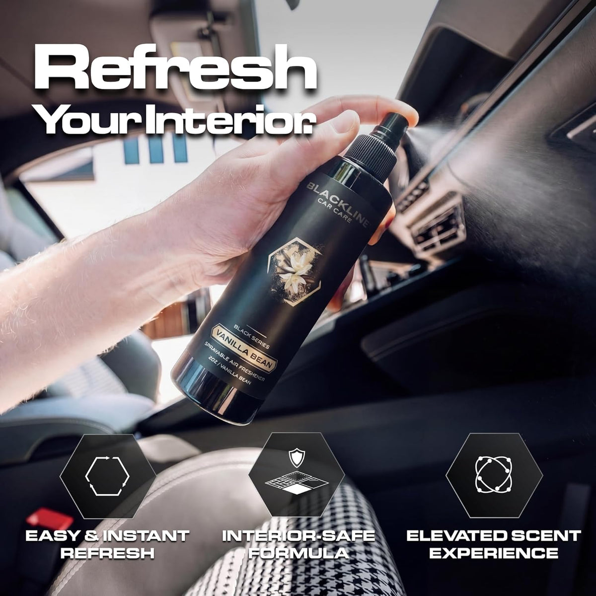 Blackline Car Care - Ocean Breeze Car Air Freshener Spray, Premium Odor Eliminator for Cars, Trucks, RVs, SUV, or Home Use - 8 fl OZ - Air Freshener - Ocean Breeze Spray