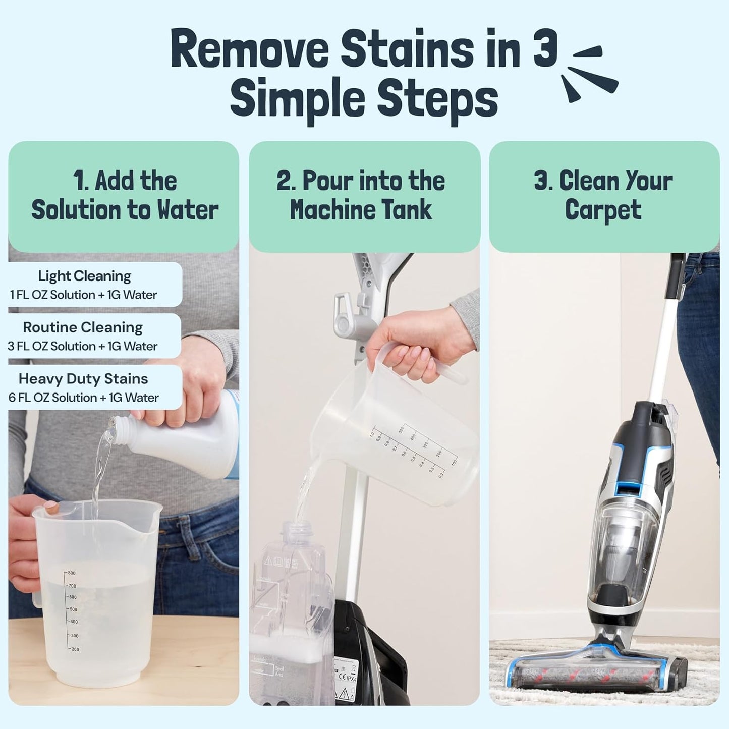 Sunny & Honey Heavy Duty Carpet Cleaner Solution for Machines - Powerful Stain and Surface Odor Eliminator For New and Deep-set Pet Messes - For Rugs, Couches and Upholstery (32fl oz, Spring Mint)