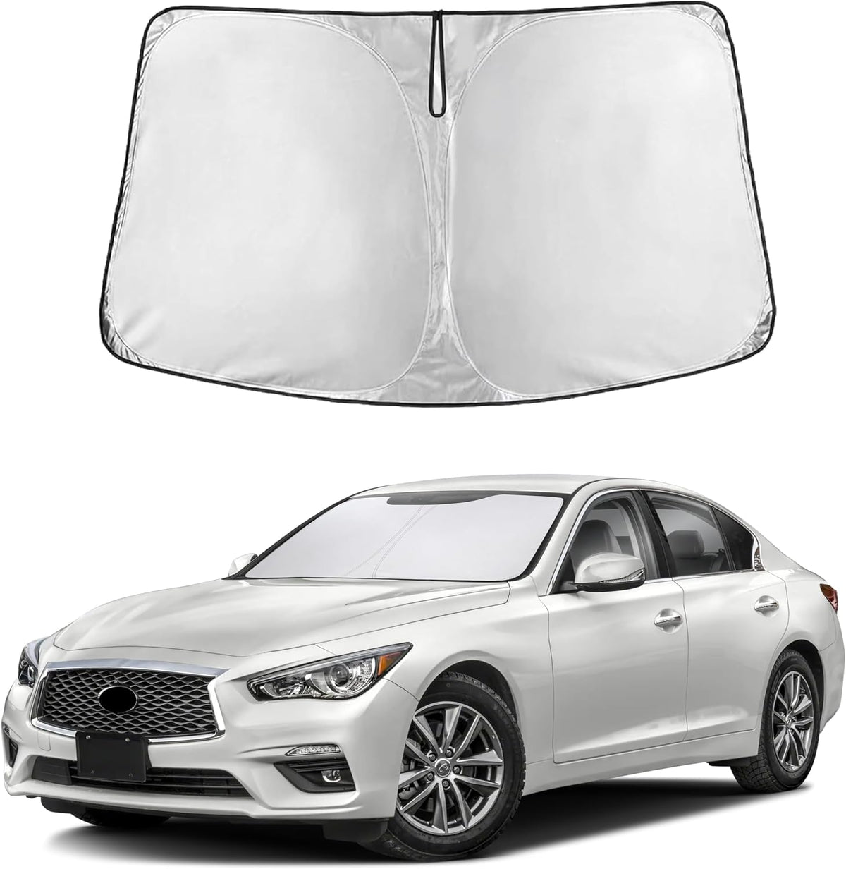 EcoNour Car Windshield Sun Shade | 2025 Upgraded Innovative No-Light-Pass Technology for Maximum Coverage | Foldable Sun Shade Keeps Your Vehicle Cool | Must-Have Car Accessories | Small (59" x 29") - Colors G