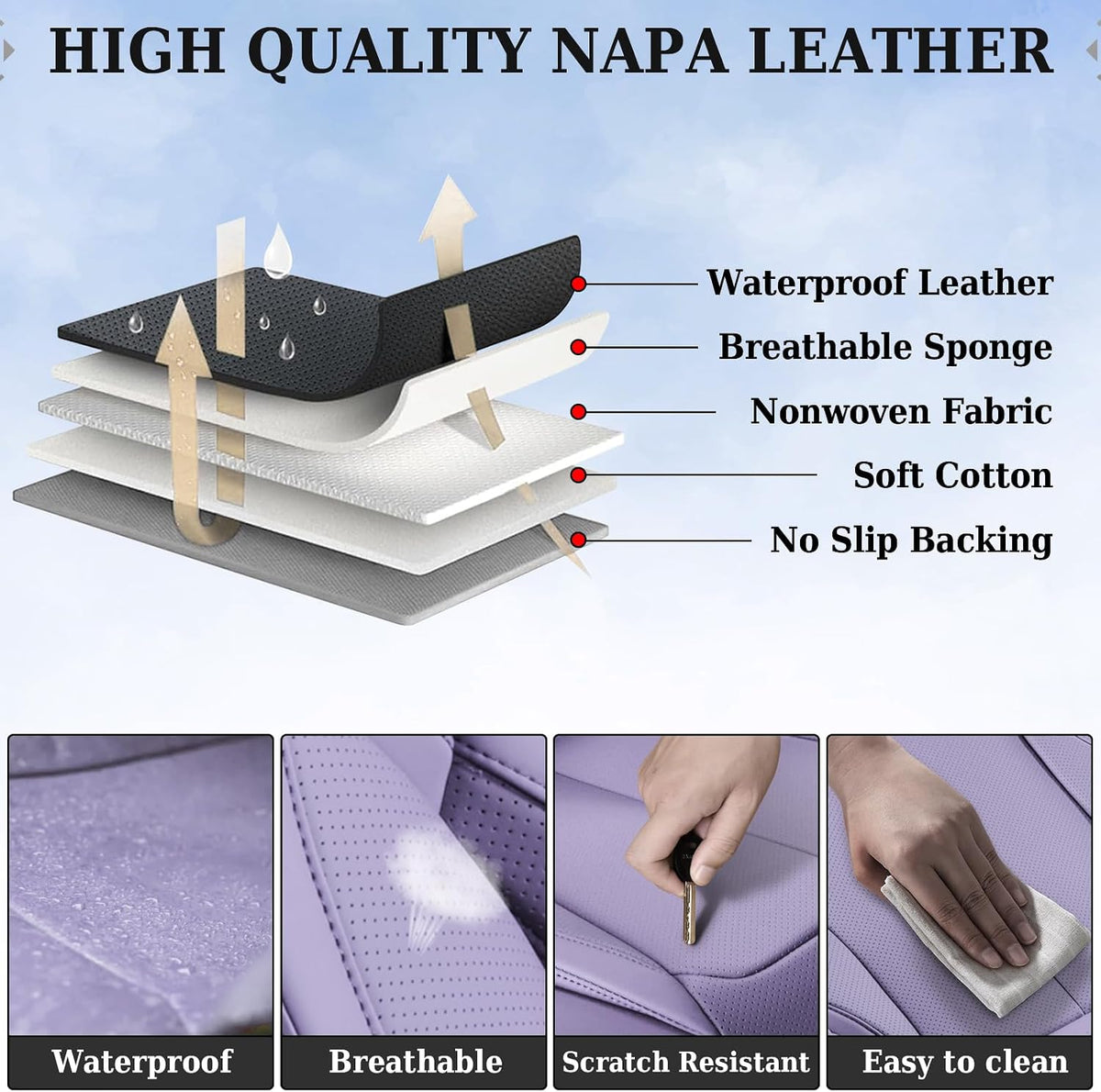 Coverado Seat Covers Full Set, Black Seat Covers for Cars 5 Seats, Car Seat Protector, Waterproof Nappa Leather Car Seat Cushion, Front and Rear Car Seat Cover Fit for Most Sedans SUV Pick-up Truck - Colors B