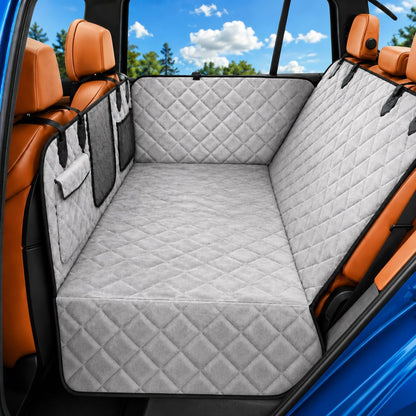 IJVAE Dog Seat Cover for Back Seat, Hard Bottom Back Seat Extender Holds 500 lbs, Waterproof & Nonslip Car Hammock for Large Pets, Comfortable Travel Seat Protector for SUV and Sedan