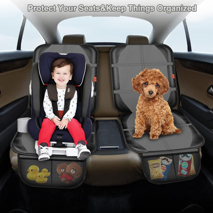 XHYANG Car Seat Protector,Auto Car Seat Protectors Baby Carseat Waterproof & Durable 600D Fabric for Child Baby Car Seat Mat Vehicle Pet Cover 2 Storage Pockets (2 Pack)