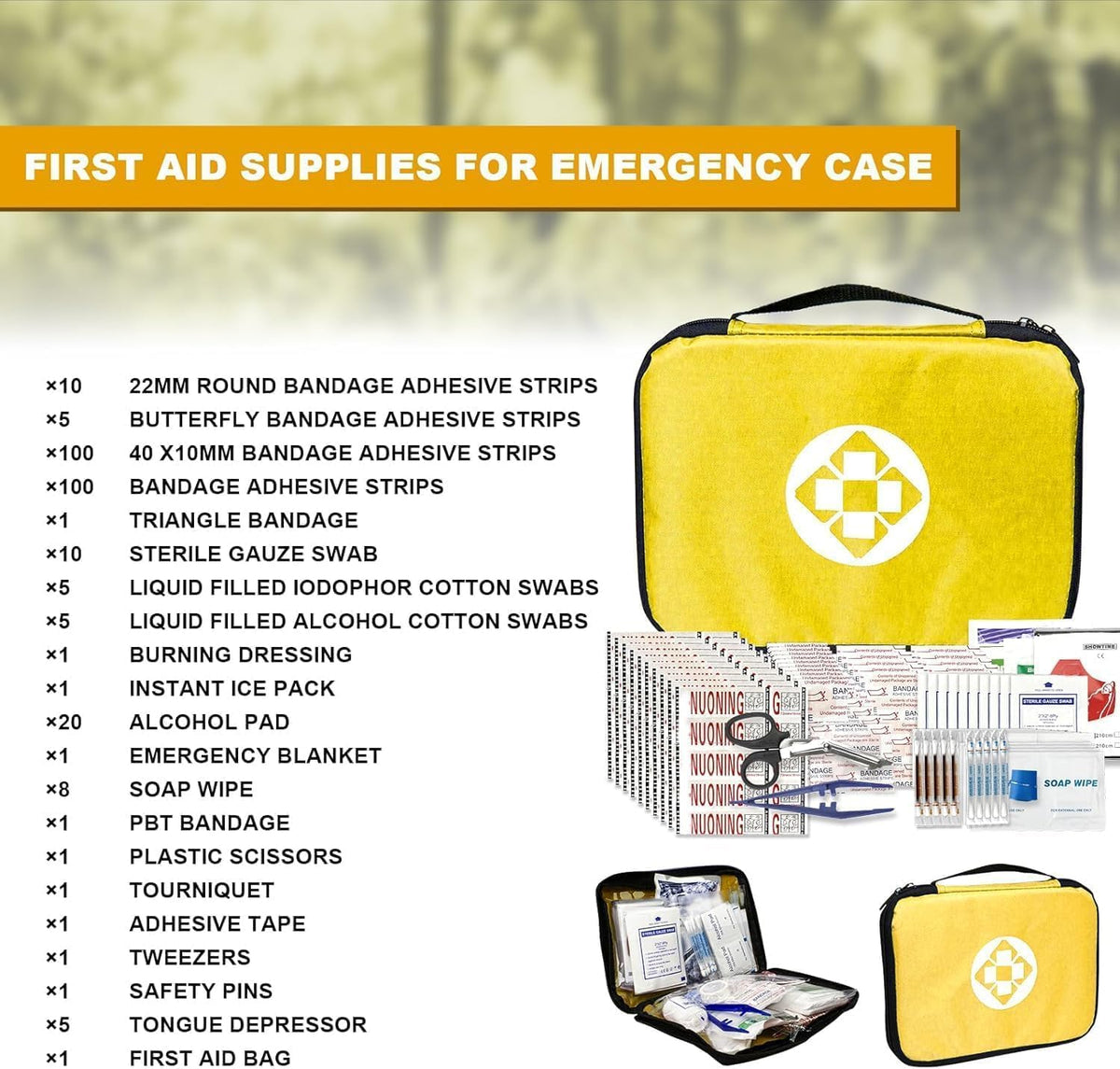 Travel-First Aid-Kit Car-Home 300PCS Survival-Kit Outdoor-Adventure - Small Portable Red Emergency Essential Sets Office Hiking Camping Business Public Must Have First Aid Gear Equipment 1st Aid