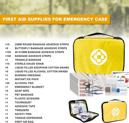 Travel-First Aid-Kit Car-Home 300PCS Survival-Kit Outdoor-Adventure - Small Portable Red Emergency Essential Sets Office Hiking Camping Business Public Must Have First Aid Gear Equipment 1st Aid