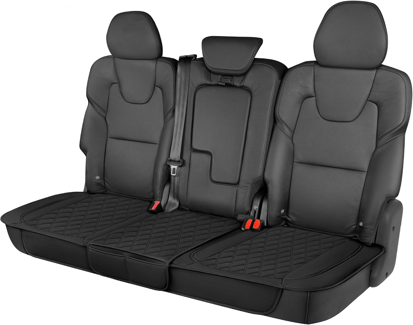 Motor Trend Seat Covers for Cars Trucks SUV, Faux Leather 2-Pack Black Padded with Storage Pockets, Premium Interior Car Seat Cover