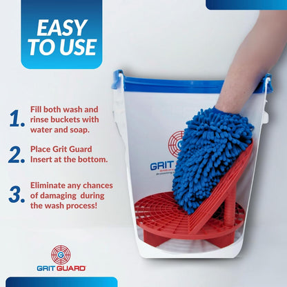 The Original Grit Guard Bucket Insert with Washboard Combo | Removes Dirt from Wash Mitt for Detailing | Car Wash Bucket Insert & Washboard | Black/Red - Made in the USA