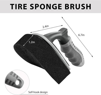 Car Tire Shine Applicator, High-Density Sponge Tyre Dressing Applicator Pad with Curved Handle, Reusable Wheel Polishing Brush Auto Detailing Foam for Applying Tire Shine (1 PCS)
