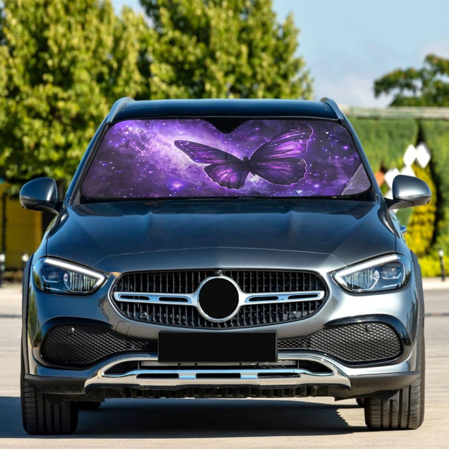 Black Leopard Car Windshield Sun Shade Animal Skin Print Foldable UV Ray Sun Visor Protector Sunshade to Keep Your Vehicle Cool (51" x 27.6")