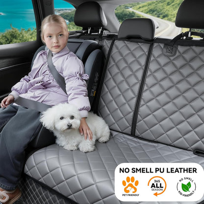 Dog Car Seat Cover for Back Seat, Waterproof Back Seat Covers for Dogs, PU Leather Nonslip Bench Dog Seat Cover Universal Fit Most Vehicles,SUVs,Small Trucks（Black,Standard）