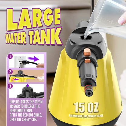 Steam Cleaner, Handheld Steam Cleaner for Home, 1200W Multi-Surface Steamer for Cleaning with 10 Tools, Deep Cleaning for Bathrooms, Kitchens, Upholstery, Windows, Shower, Tile, Grout and Car