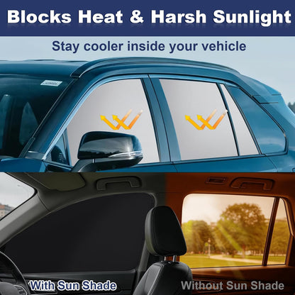 XCBYT Car Window Shades - 4 Pcs Car Privacy Curtains - 100% Block Light Car Window Covers - Magnetic Side Window Sun Shade Keeps Cooler for Breastfeeding, Taking a nap, Changing Clothes, Camping