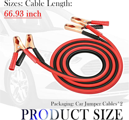 67" Car Jumper Cables Heavy Duty,Jumper Cables for Car Battery Clamps for Emergency Roadside Power Supply,Universal Alligator Clips Jumpers Cable for Cars,SUVs,Trucks
