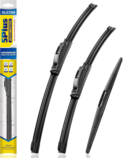 5 PLUS® Silicone Windshield Wipers Replacement for 2007-2014 Ford edge, 2007-2015 Lincoln MKX Wiper Blades(Set of 3),Automotive Replacement Windshield Wiper Blades For My Car-26"/20"/14" - Colors B