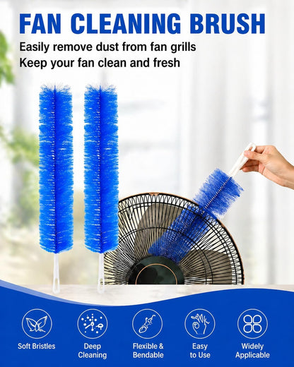 2 Pcs Zylphion Fan Cleaning Brush, Bendable Fan Cleaner Flexible Small Space Crevice Cleaning Tool Duster for Box Fan, Floor Fan, Stand Up Fan, Air Vent, Heater Vent