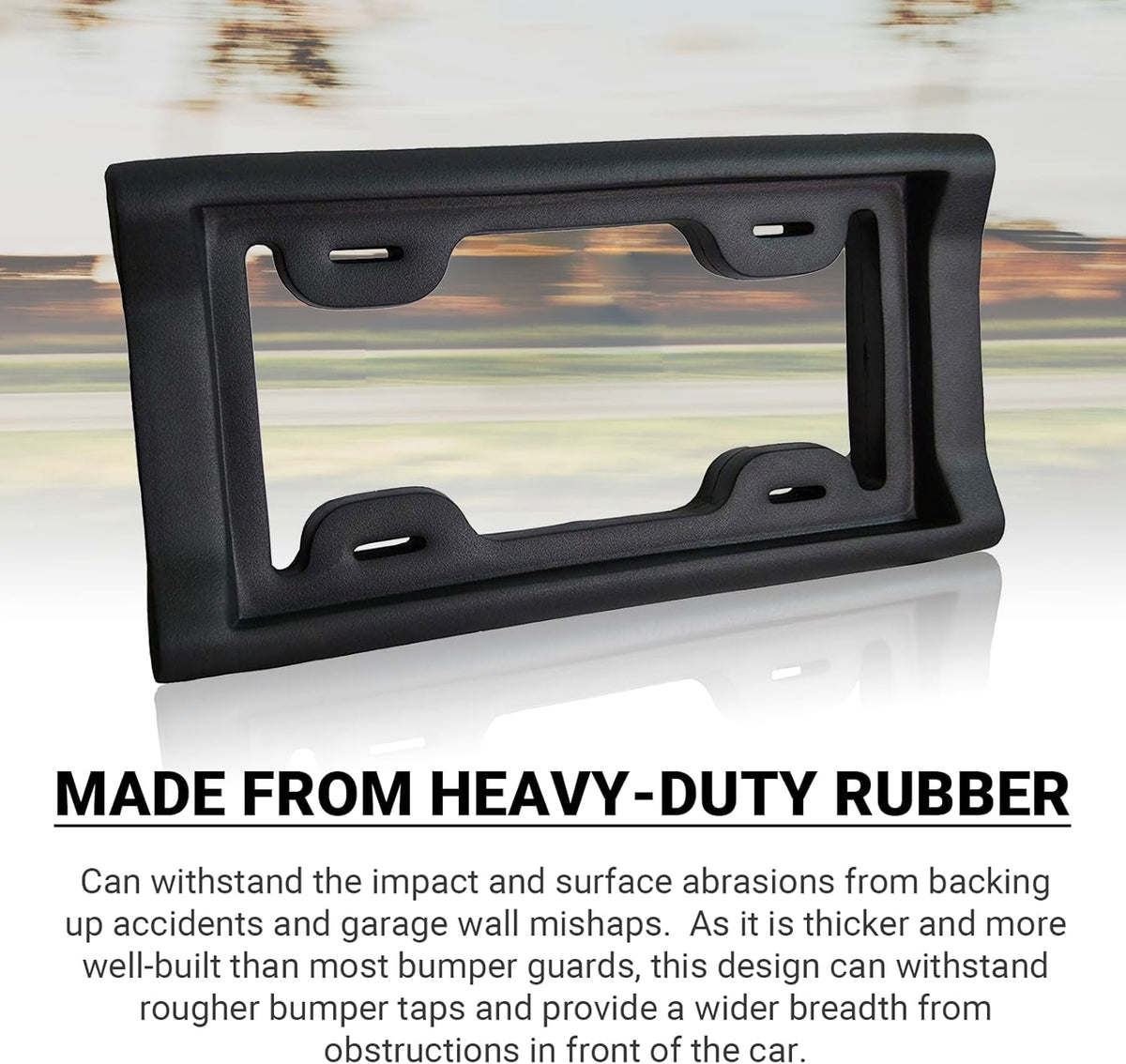 AR-PRO Ultimate License Plate Bumper Guard Screws Included - 2.3" Thick Rubber License Plate Mount Protects Bumper from Scratches and Dents - Universal Fit for Cars, Trucks, SUVs, and Vans