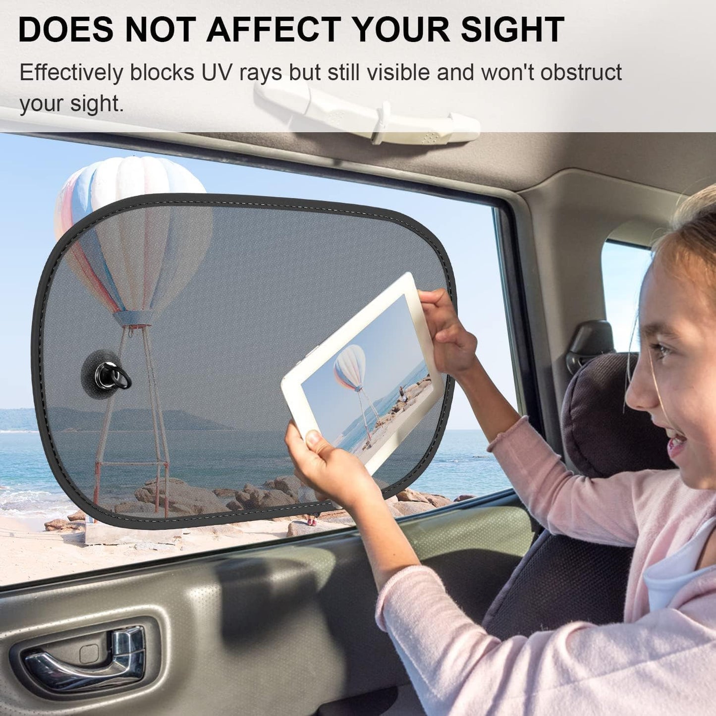 DIZA100 Car Sun Shade, 2 Pack Window Shade for Baby Universal Cling Sunshade for Side Window Sun Glare and UV Protection for Kids/Adults/Pets - 20''x12'' Fits 98% Cars(Suction Cup Stick)