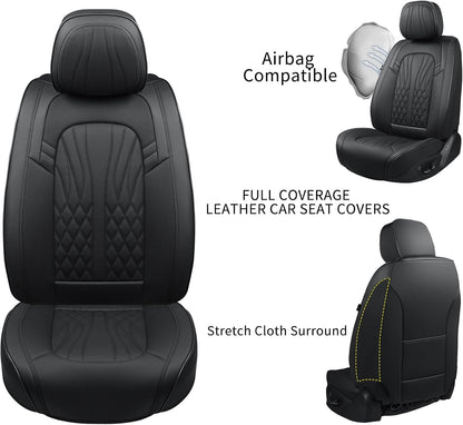 MINGBRON Leather Car Seat Covers,Car Seat Protector Waterproof,Seat Covers Full Set, Car Seat Protectors 5 Seats,Automotive Seat Covers Fit Most Cars Wine Red