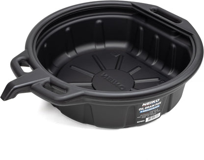 NEIKO 20760A 4 Gallon (16L) Anti-Splash Drain Container with Pour Spout, Black Plastic Drip Catcher for Fluid Changes