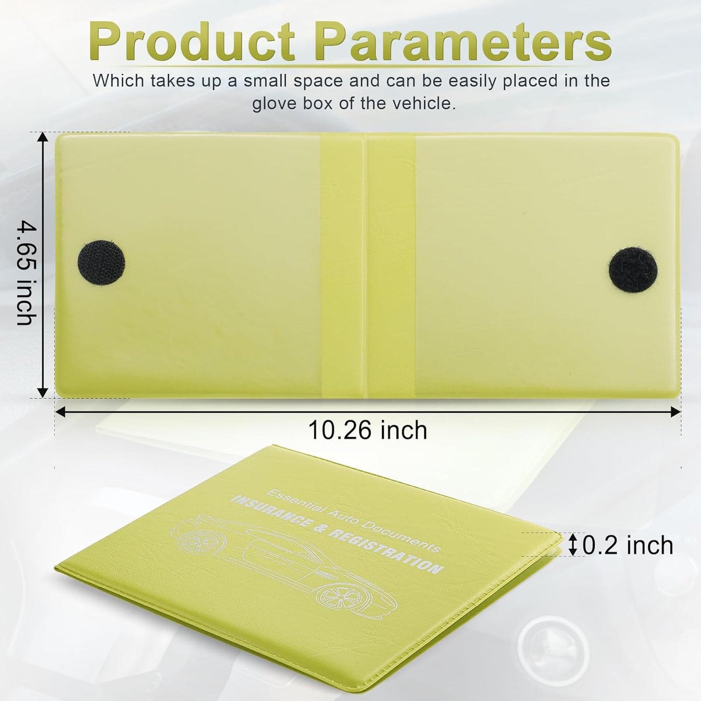UYYE Car Registration and Insurance Card Holder, Vehicle Glove Box Car Organizer, Interior Car Accessories for Documents, Cards, License - 2 Pack