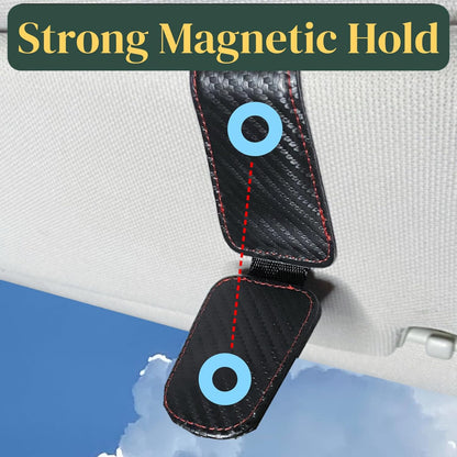 CHOSMOYI Magnetic Leather Sunglass Holder for Car, Sunglasses Clip for Car Visor, Auto Interior Accessories Universal for Different Size Eyeglasses (Black)