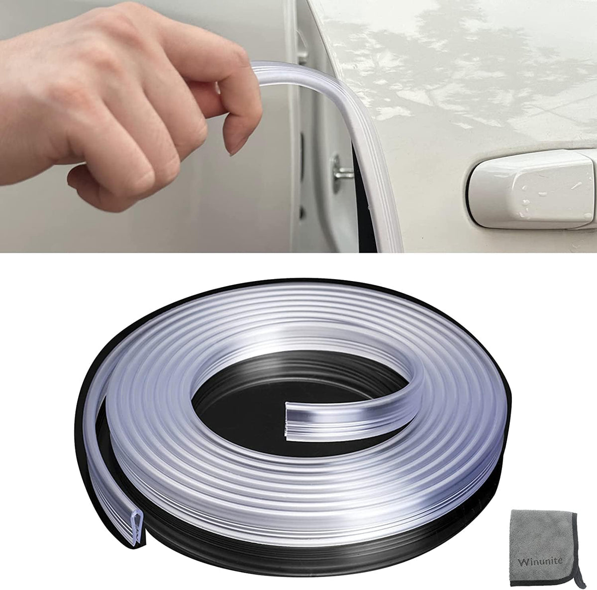 Winunite 32.8ft (10m) Car Door Edge Guards Clear – Self-Adhesive PVC, U-Shaped, Fits Most Vehicles, Scratch- and Chip-Resistant – Reduces Dings in Parking Lots