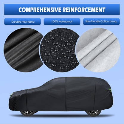 6 Layers Car Cover Waterproof All Weather for Automobiles, Size A3 with Zipper Cotton Fit for Toyota Camry, Honda Accord, Ford Mustang, Chevy Camaro/Malibu,Kia Optima/K5 (187-198 inch)